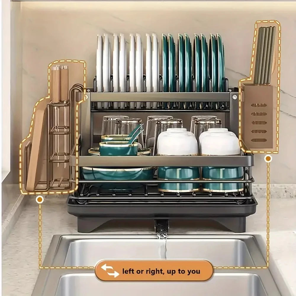 A Tray for Kitchen Sinks, Featuring a Dish Rack And a Water Collection Plate, Multifunctional Draining Rack
