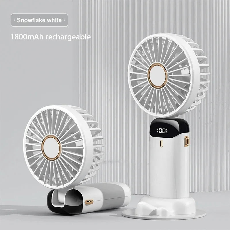 5 Speed Handheld USB Rechargeable Foldable Mini Fan 1800mAh