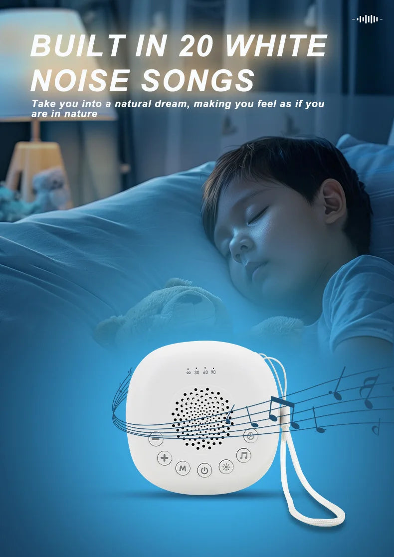 Portable White Noise Machine Sleep Aid with LED Breathing Light And 20 Types of Light Music - Meditation Device for Relaxation