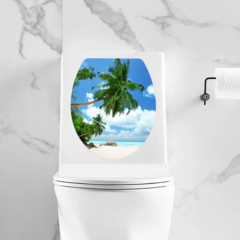 1pc DIY Undersea Animal Pattern Bathroom Decor 3D Toilet Seat Sticker PVC Art Wallpaper Removable Bathroom Decals Toilet Sticker