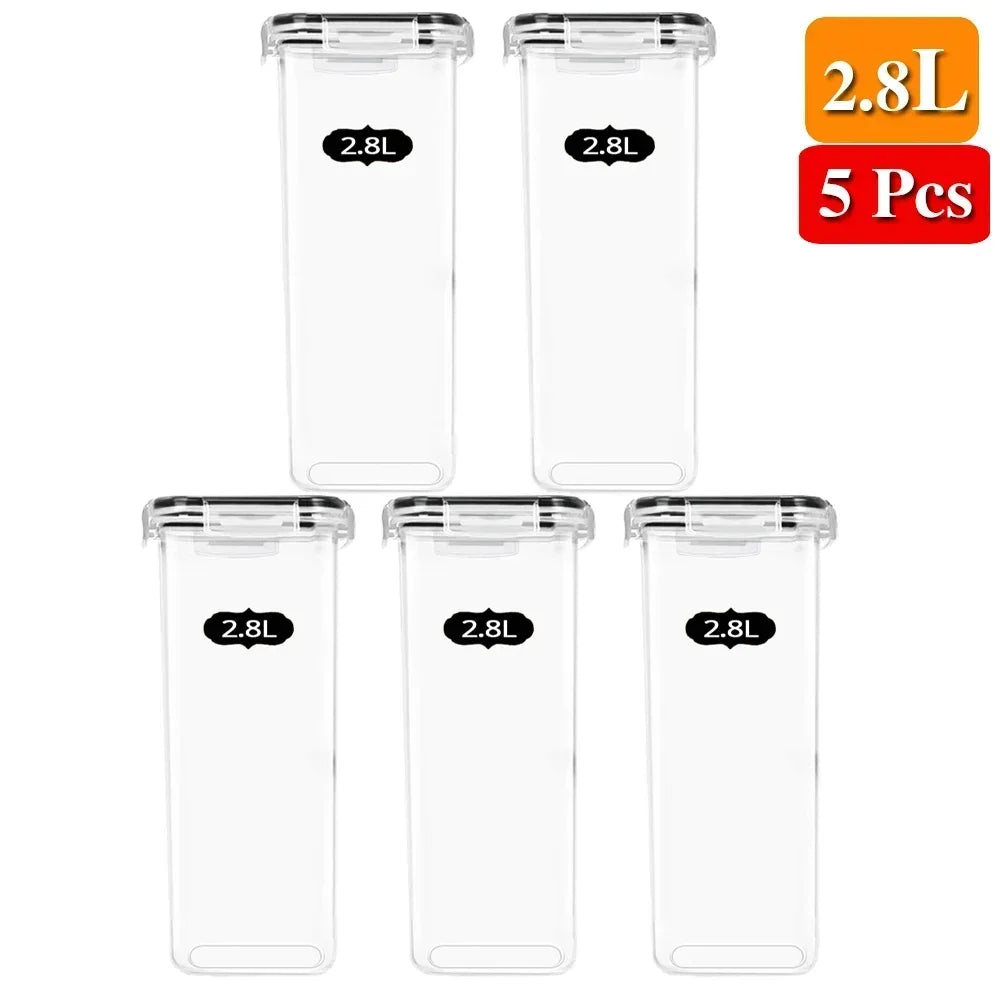 Food Storage Containers Kitchen Organiser and Storage Container with Lids Refrigerator Noodle Box Tank Sealed Cans 5Pcs Set