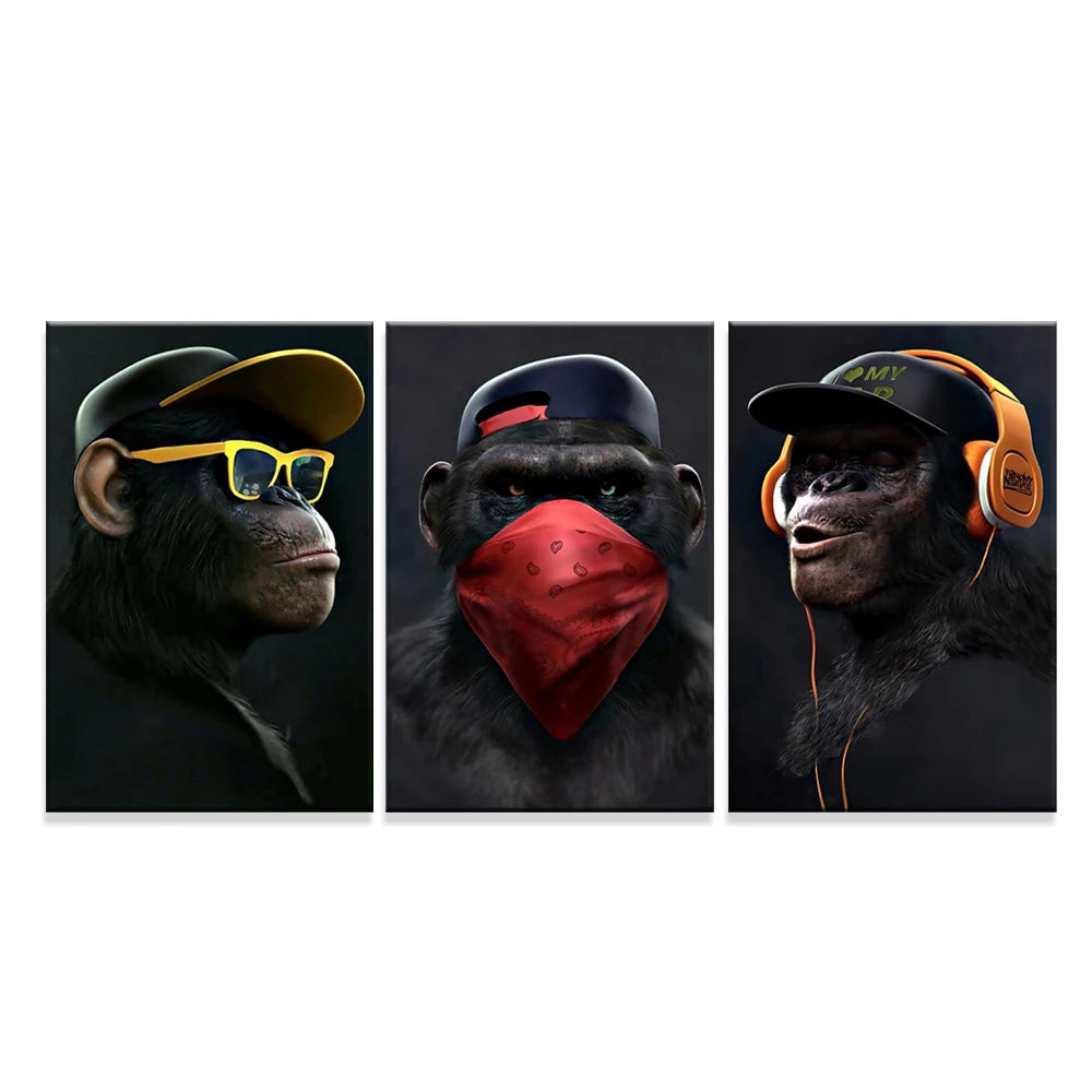 Gorilla With Earphone & Glasses Funny Poster