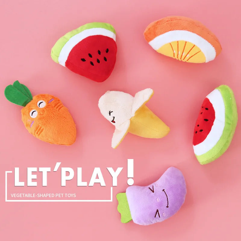 Plush Fruit-Shaped Dog Toy – Squeaky Chew Toy for Small & Medium Dogs, Teeth-Cleaning Pet Toy for Puppies and Cats