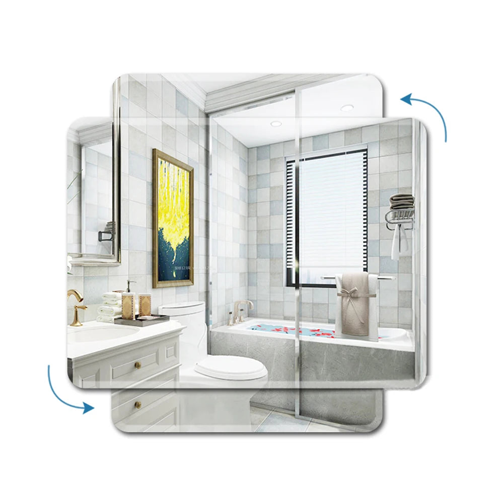 Modern simple frameless rounded corner wall mounted mirror, bathroom makeup mirror, toilet bathroom decorative mirror