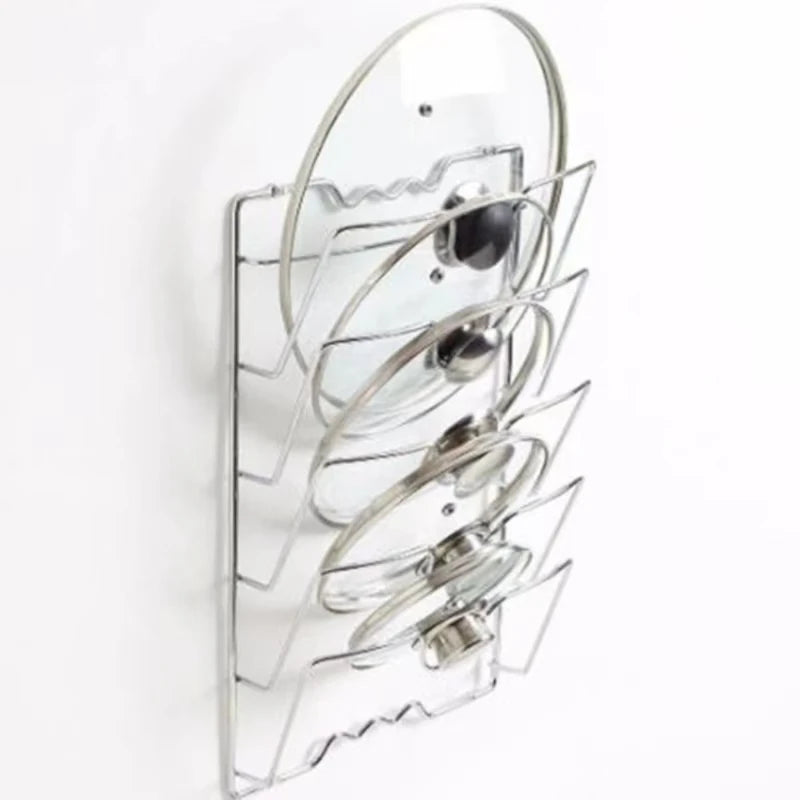 Kitchen Organiser Rack Wall Hanging Pot Cover Rack Five-Layer Pot Lid Metal Rust-Free Multifunctional Rack Pot Lid Storage Rack