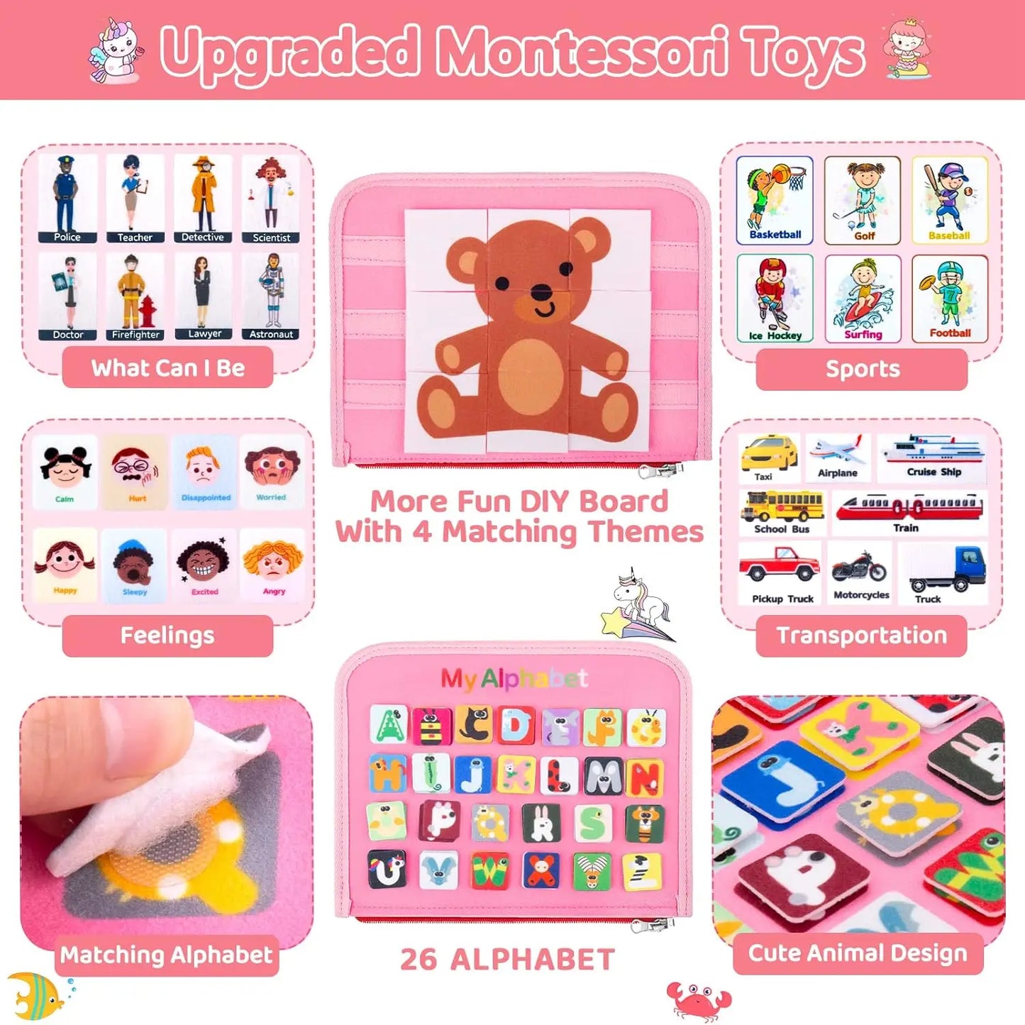 Busy Board Montessori Toys For Toddler Sensory Learning Fine Motor Skills Toys EducationalTravel Activity For Xmas Kids Gifts