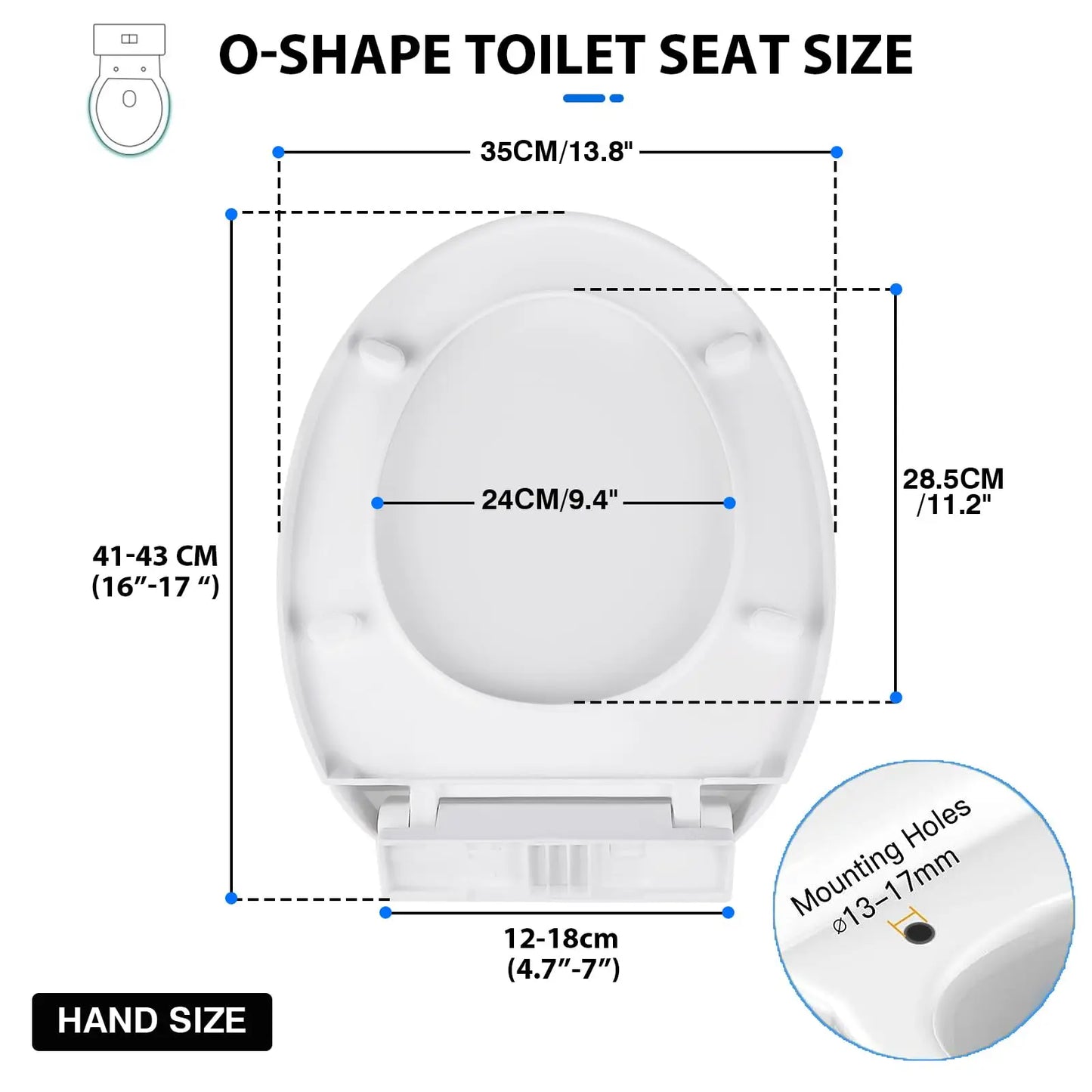 BRIEFNESS O-Type Toilet Seat Slow-Close Oval Cover - Durable Quick-Release Hinges, Anti-Scratch Easy Install Compact Commode Lid