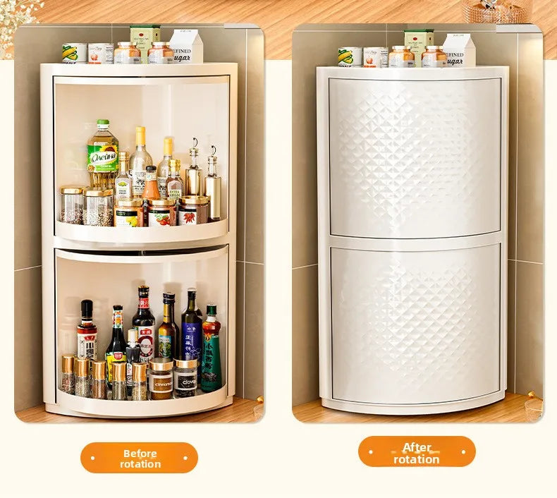 Kitchen triangular rotating shelf wall-mounted storage rack 360° Rotating spice rack, corner storage rack, bottle and jar organiser