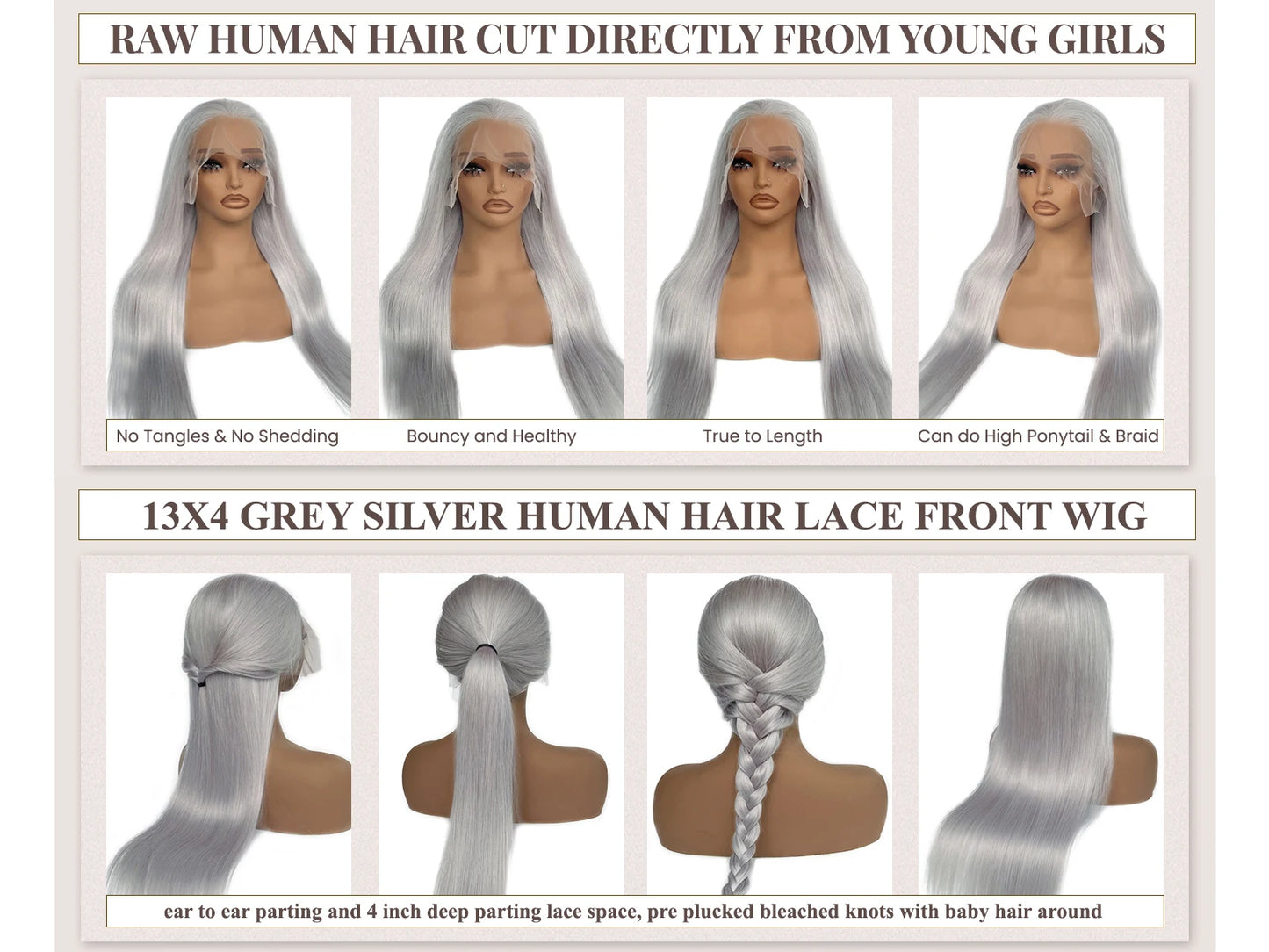 38 Inch 13x6 Hd Lace Frontal Wig 250 Density Grey Straight Human Hair Pre Plucked Transparent 13x4 Lace Frontal Brazilian Wig