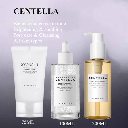 Korean Centella Brightening Face Moisturising Cream and Makeup Cleaning Oil Skincare Products Set
