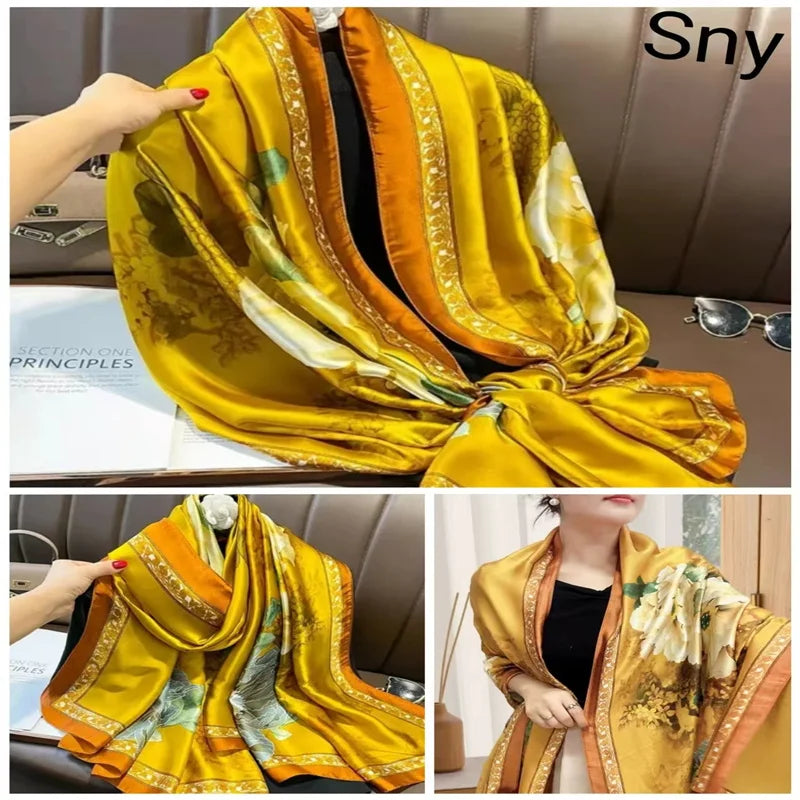 Tensili Brocade Satin Scarf Printed Silk Shawls