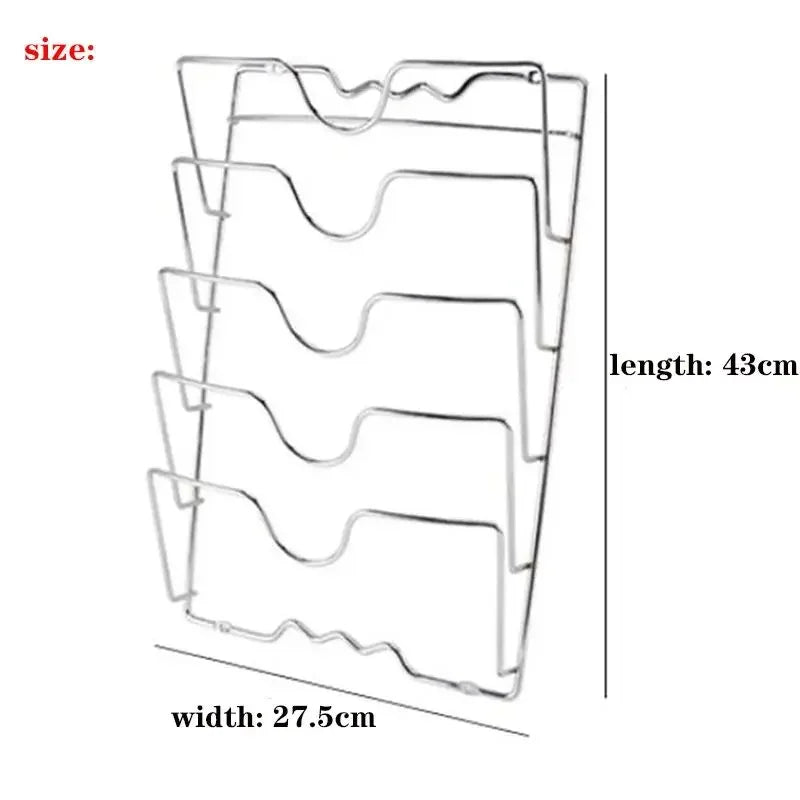 Multi Functional Wall Mounted Pot Lid Rack For Household Kitchen, Perforated With Five Layers