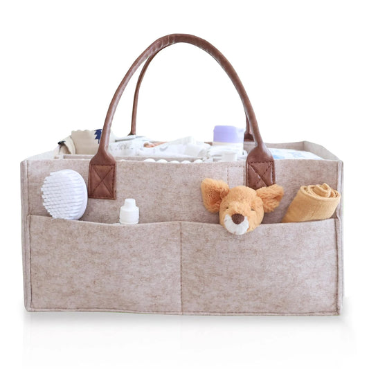 Baby Nappy  Caddy Organiser - Neutral Baby Gifts for Baby Shower Registry Items - Car Organiser for Nappy Wipes