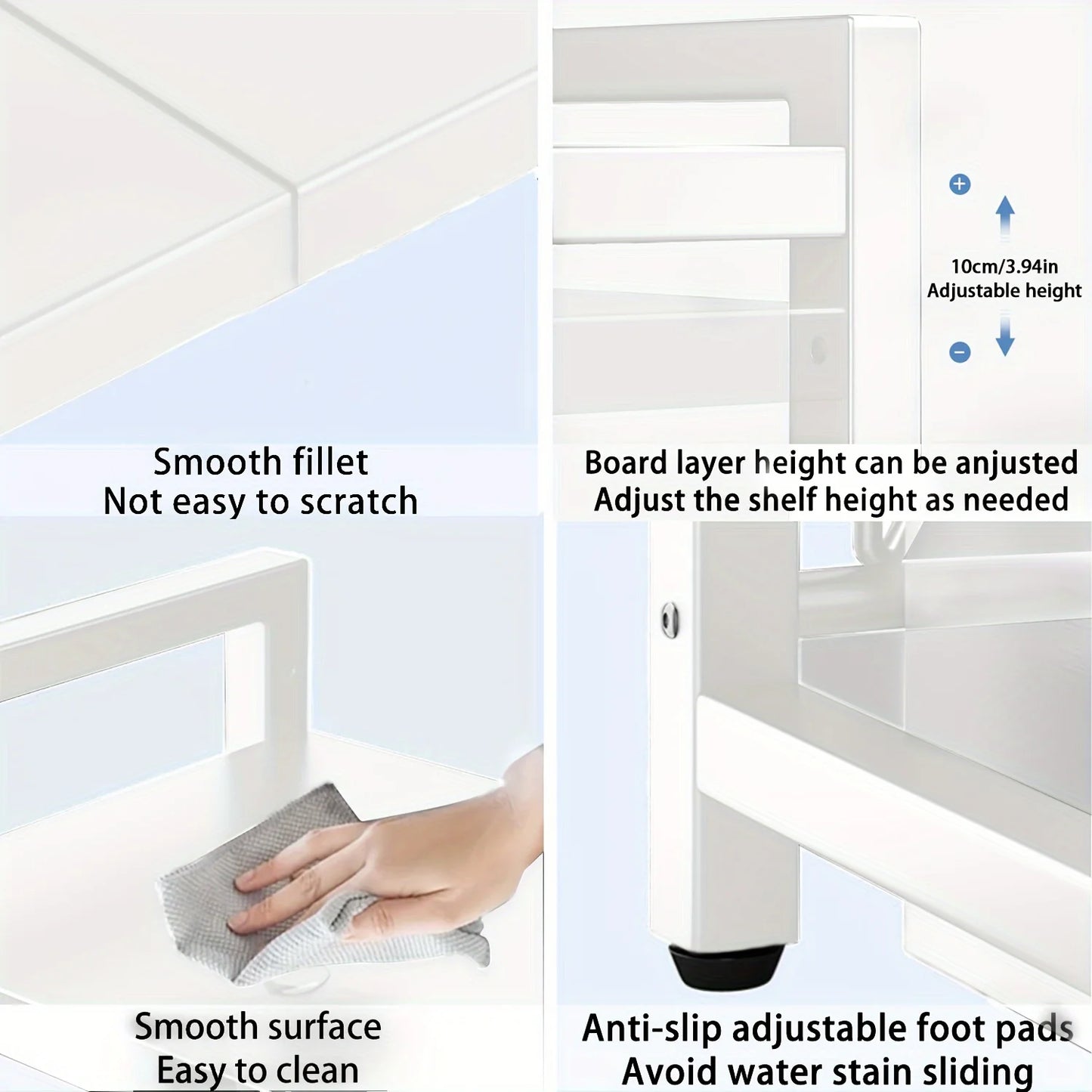 Expandable Microwave Shelf, Microwave Holder with 6 Hooks, Kitchen Storage Rack, Microwave Baking Rack, Extendable 40-64cm