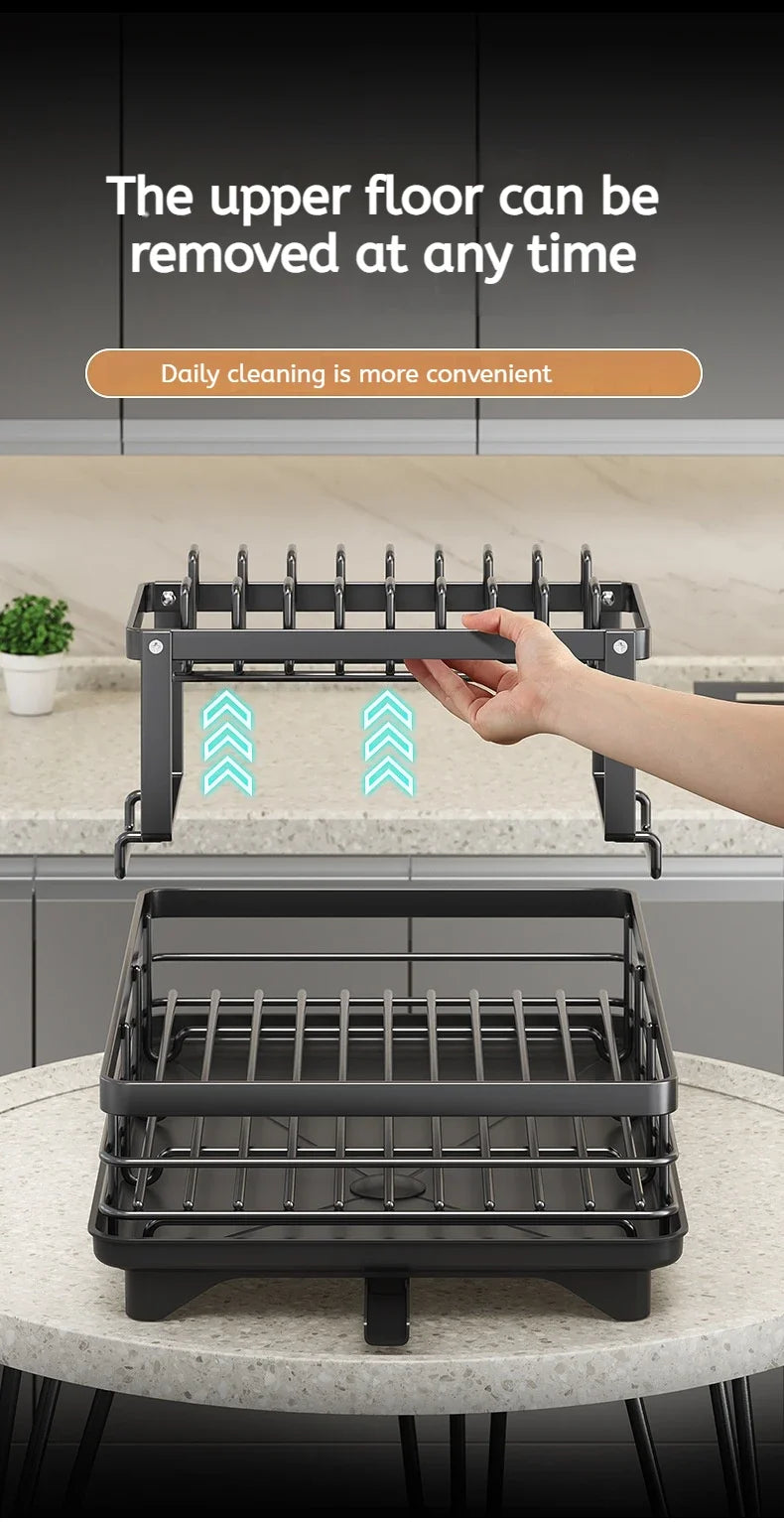 Expandable Over Sink Dish Drying Rack Kitchen Plate Bowl Organiser With Drainboard Countertop Utensil Storage Space Saving Shelf