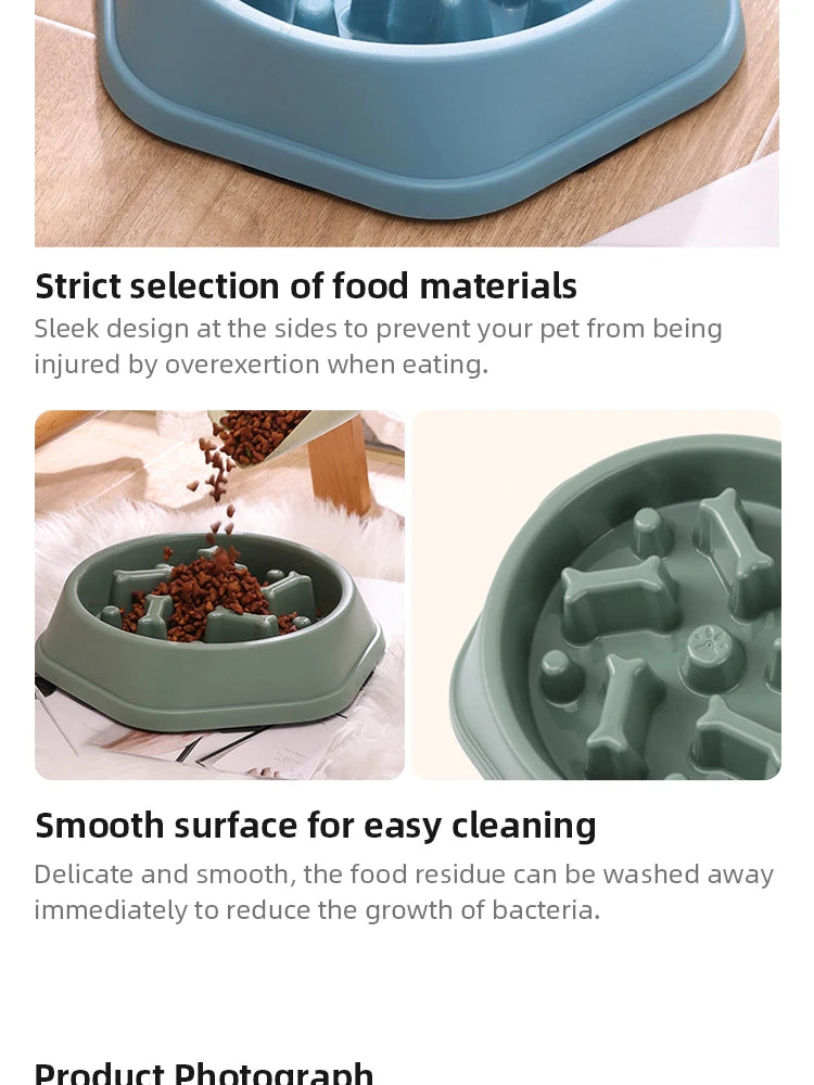 Pet Slow Feeder Bowl – Anti-Choking, Anti-Gulping PP Plastic Dish for Dogs