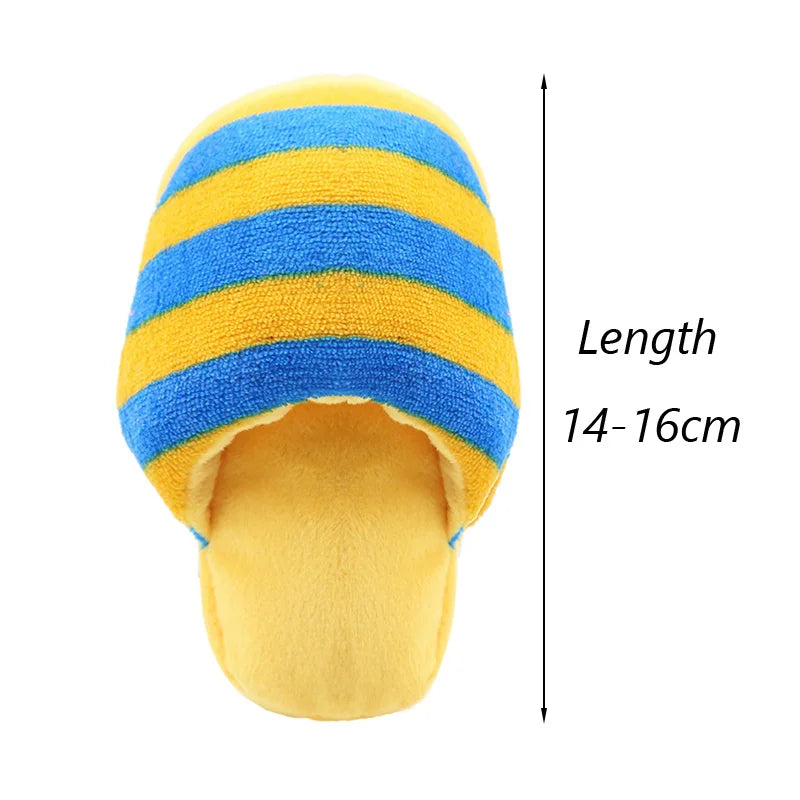 Puppy Chew Toy with Squeaker – Funny Plush Slipper for Small Dogs, Teeth-Cleaning Toy for French Bulldogs & Shiba Inus