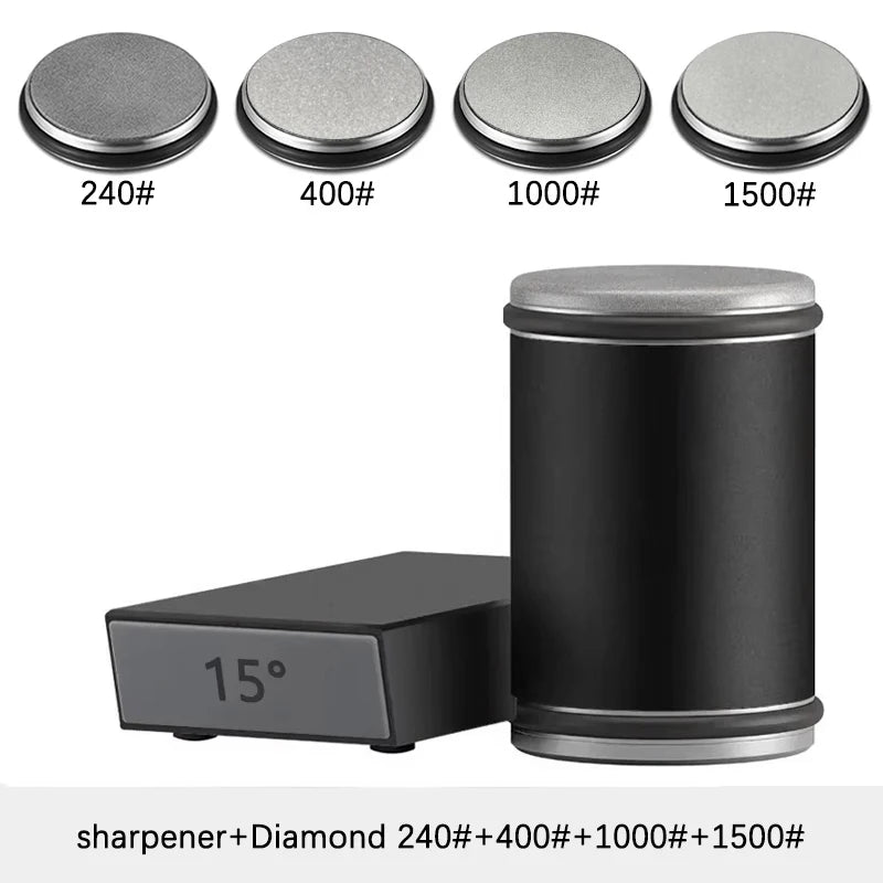 Niiruo Rolling Knife Sharpener Kit Double Sided Diamond Sharpening 15/20° Degree Magnetic Angle For Kitchen Knives Whetstone Set