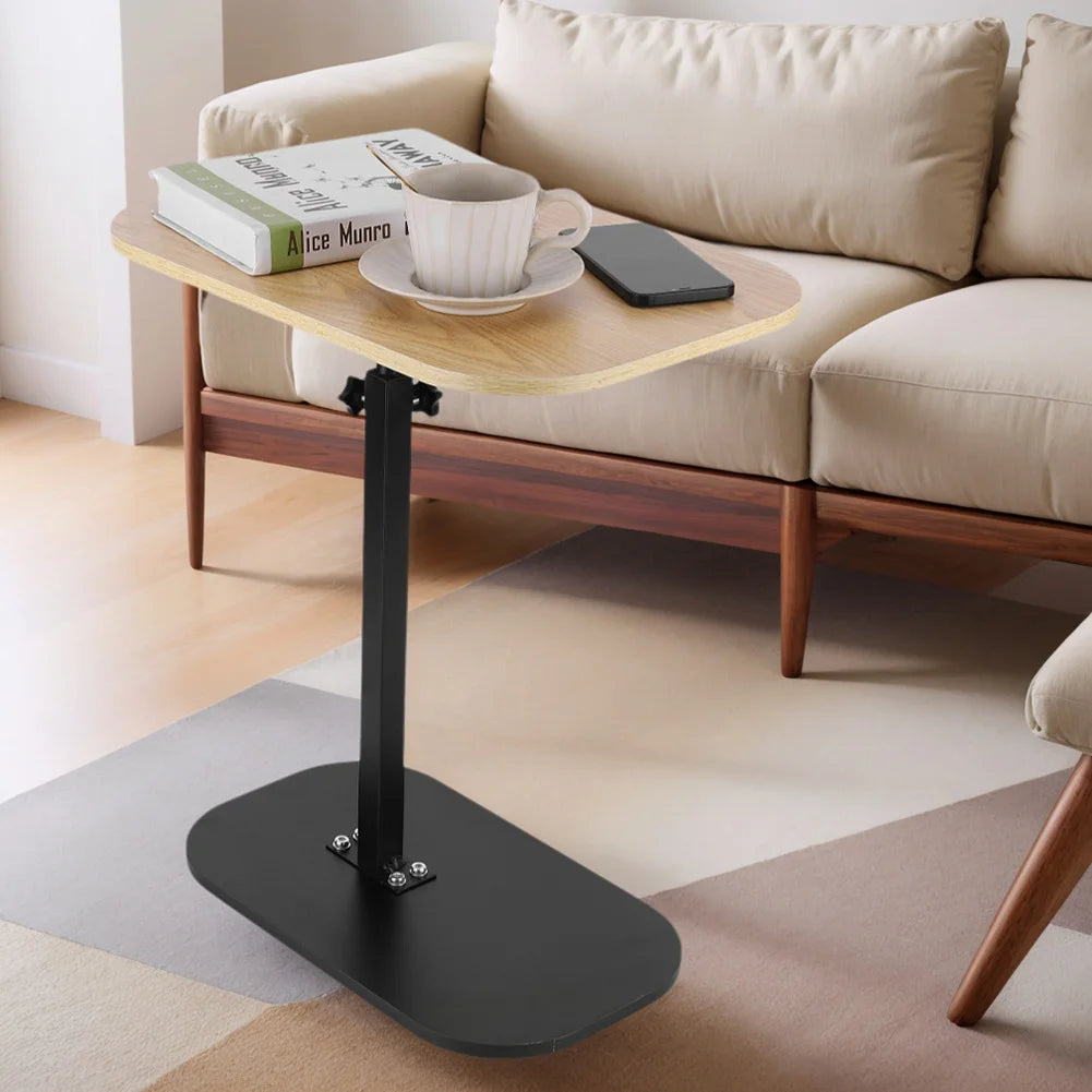 C Shaped Side Table Portable Corner Table 360°Swivel & Flip Top C Shaped End Table for Couch Laptop Stand Coffee Drink Table