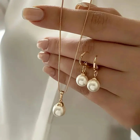 3Pc Pearl Jewelry Set