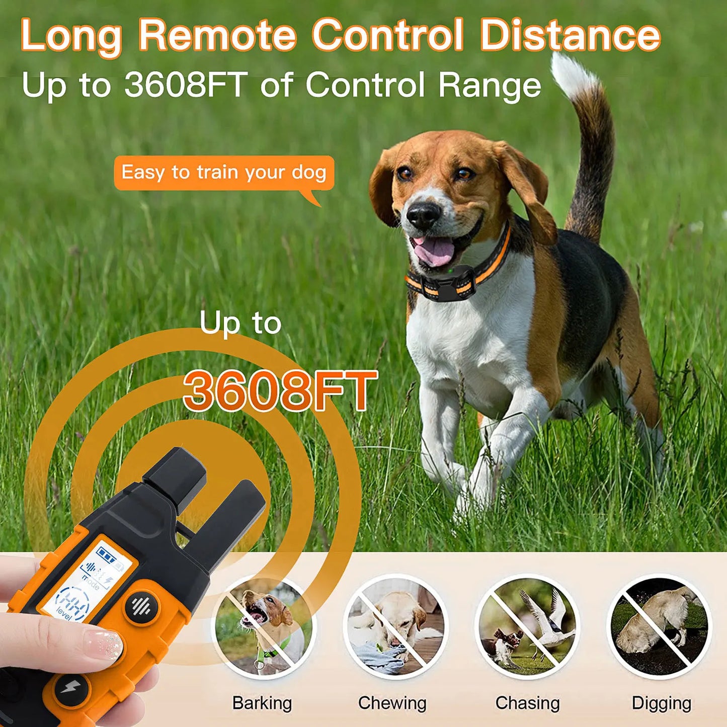 3300Ft Dog Training Collar with Remote Rechargeable Waterpro of E Collar Beep Vibration Shock High Quality Pet Training