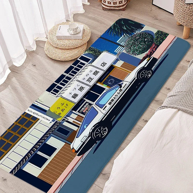 Bathroom Rug I-Initial D Room Floor Carpet for Bedroom Entrance Door Doormat Non Slip Veranda Floor Mat Cool Custom Soft Bathmat