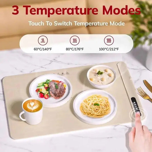 Food Electric Warming Tray Foldable Food Warmer Plate Fast Heating with Adjustable Temperature Control Keeps Food Warming