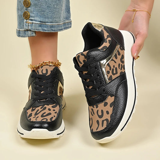 Leopard Print Platform Shoes Runner Trainers