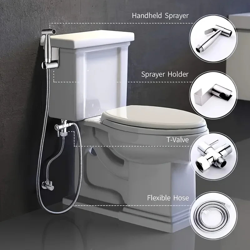 Toilet Spray Gun Set 1pc Explosion-proof Toilet Companion Set - 304 Alloy Water Separator, Spray Gun, Female Washer