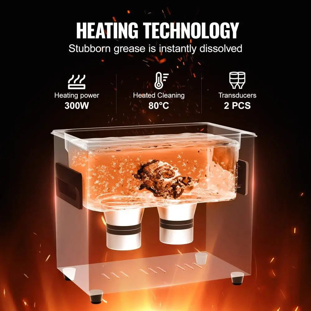 3L Ultrasonic Cleaning Machine with Basket Heater Timer 120W for Jewelry Dental Tools