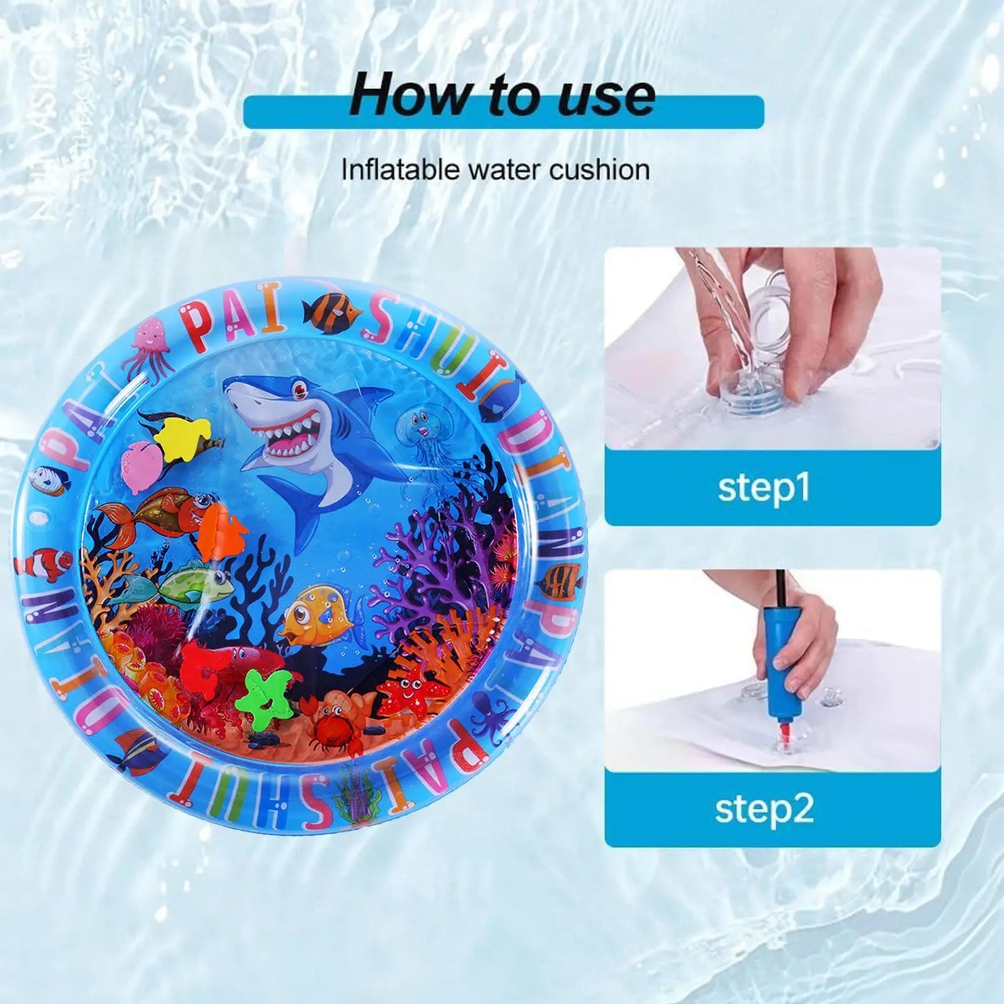 Water Sensory Play Mat Thickened Inflatable Water Mat For Cat And Dog Pet Playmat With Fish Sea Ocean Theme Sensory Toy Water
