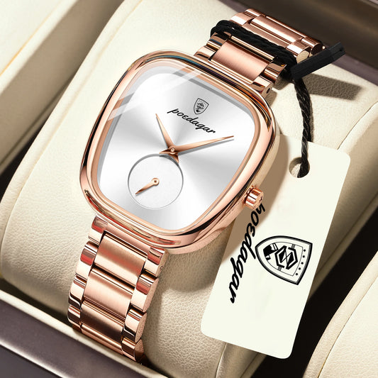 POEDAGAR Fashion Watch For Woman Waterproof Stainless Steel Quartz Couple Watches High Quality Ladies Wristwatch Girlfriend Gift