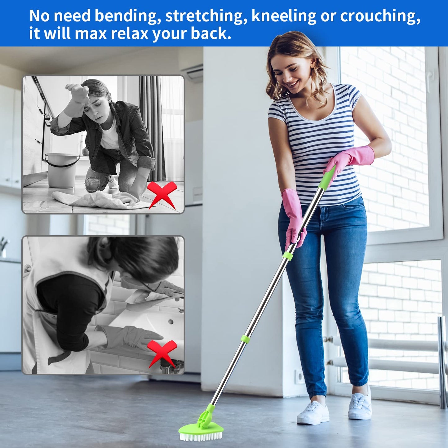 Triangle Sponge Telescopic Glass Wiper Multifunctional Cleaning Pad Bathroom Floor Cleaning Brush Kitchen Supplies Cleaning Tool