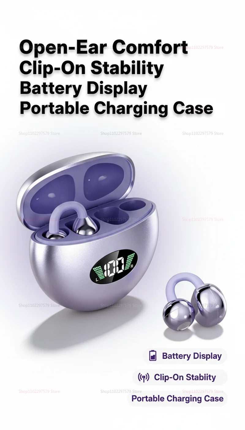 Hot Sale Bluetooth Clip-on Earphones Premium Sound Quality Long Battery Life Perfect for Sports Earbuds Headphones With Mic