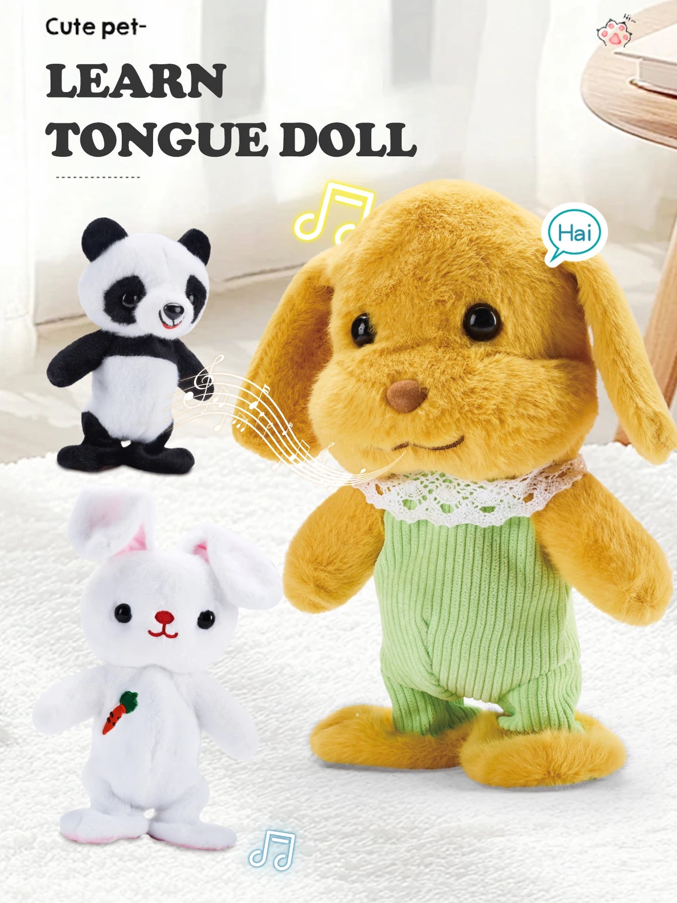 Electric Plush Toys, Talking Repeat Dancing Walking Duck Panda Rabbit Dog Sheep, Early Education Toy Gifts for Kids