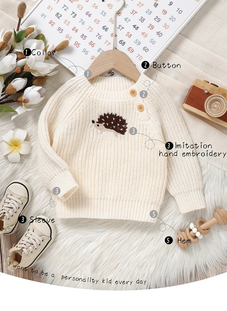 Baby Sweaters Knitted Newborn Girl Boy Pullover Long Sleeve Autumn Infant Children Clothing Cute Cartoon Hedgehog Tops Outerwear