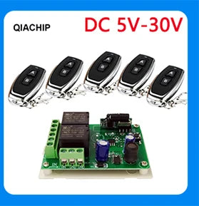 QIACHIP 4CH 433.92MHz Relay Module – DC 5V/12V/24V/48V 10A Wireless Remote Control Switch for EV1527, DC Motor DIY