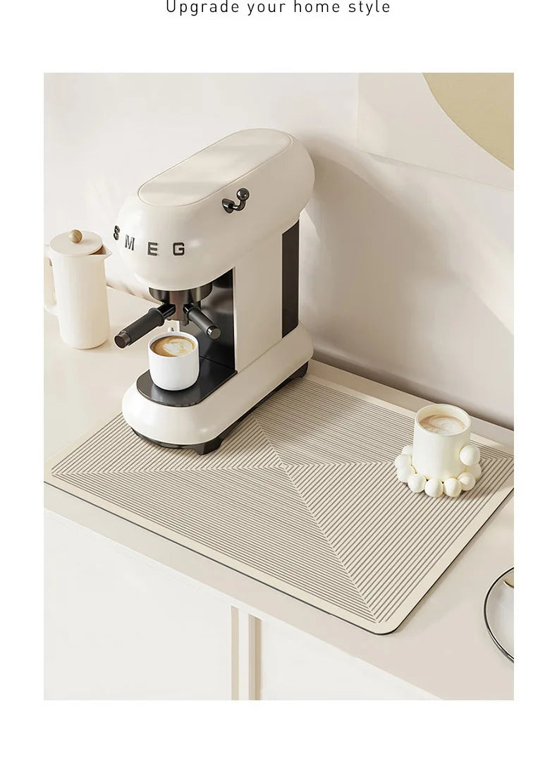 Super Absorbent Mat Line Dish Drying Mat Heat Resistant Coffee Mat Non-Slip Diatomaceous Kitchen Mat