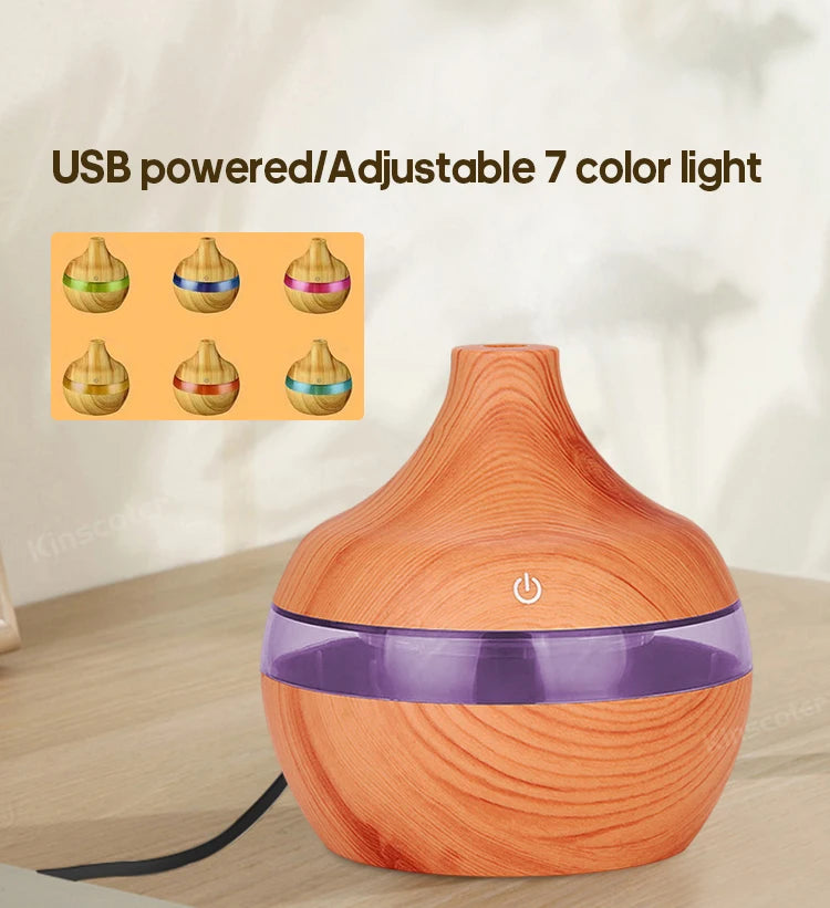 Wood Grain Humidifier 300ml USB Aroma Diffuser Atomizer USB Household Humidifier Hydrating Instrument Desktop Humidifier