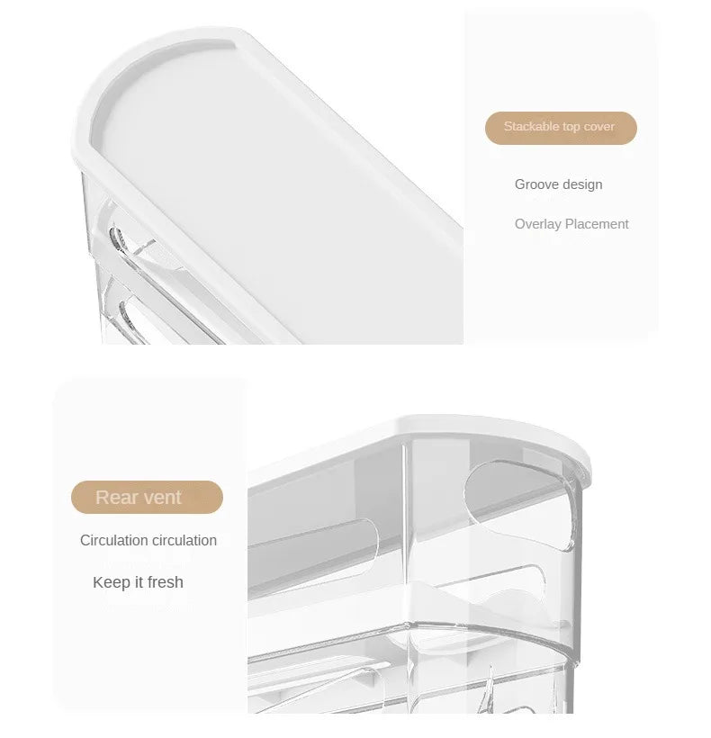 Bilayer Fridge Egg Storage Box Automatic Rolling Eggs Holder Rack Ladder Style Refrigerator Eggs Dispenser Egg Organiser Holder