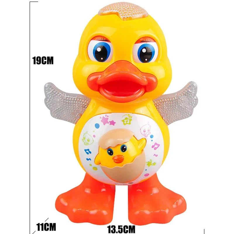 Electronic Dancing Duck Toy – Musical, Flashing Lights, Blinking Eyes, and Body-Shaking Cartoon Animal for Kids