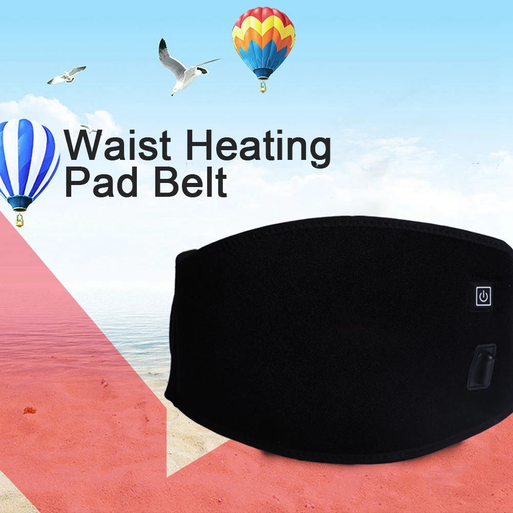 Heat Therapy Waist Pad Heating Waist Belt Brace For Pain Relief Lower Back Therapy Lumbar Black Waist Heating Pad Belt