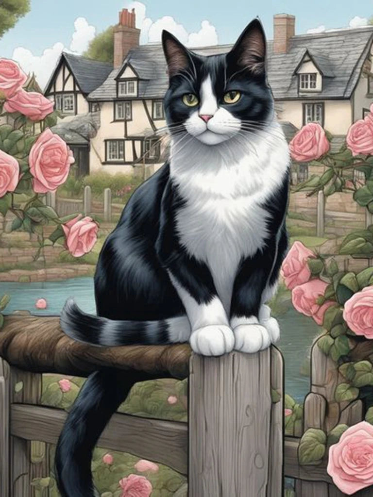 New Cow Cat 5D DIY Diamond Painting Kit Black and White Cats Portrait Diamond Embroidery Mosaic Carft Rhinestone Gift Home Decor