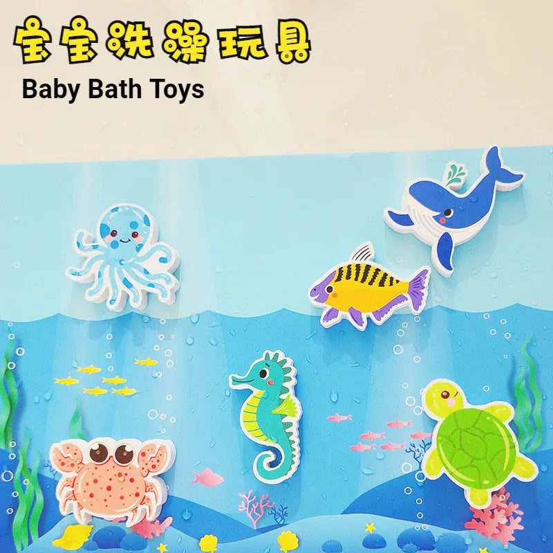 Baby Bath Toys Fun Foam Animals Floating Water Toy Traffic Early Educational Learning Gift for Kids Toddlers Bathtub Play Set