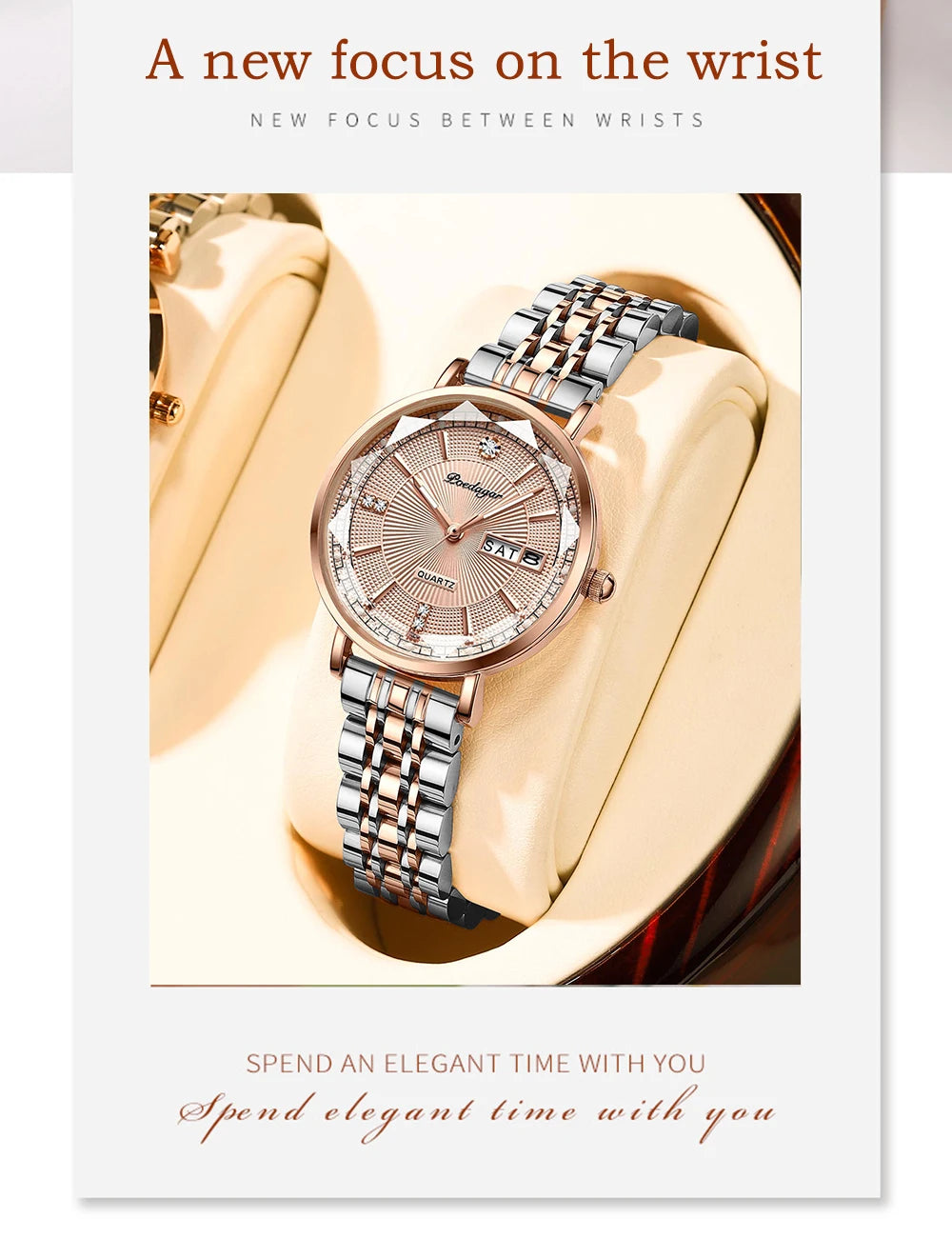 POEDAGAR Top Luxury Brand Woman Watch Waterproof Date Week Elegant Ladies Wristwatch High Quality Fashion Quartz Women's Watches