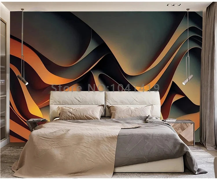 Custom Luxury Abstract Wave Mural 3D Wallpaper