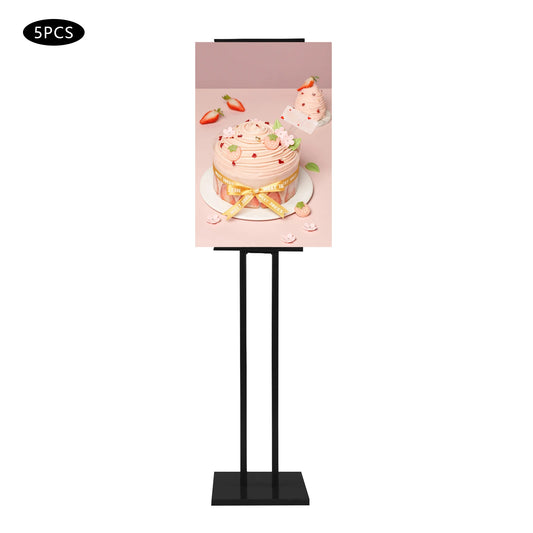 Sign Stand and Poster Frame, Adjustable Height 60-100cm, Iron and Stainless Steel, Floor Standing with Secure U-Shaped Groove