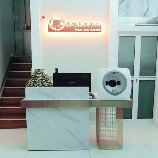Counter commercial, store small simple beauty salon front desk reception desk