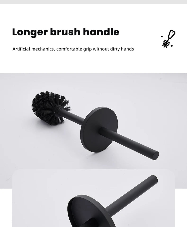 Stainless Steel Bathroom Toilet Brush Holder Accessories Black Toilet Brush Wall Mounted WC Cleaner Brush FR07