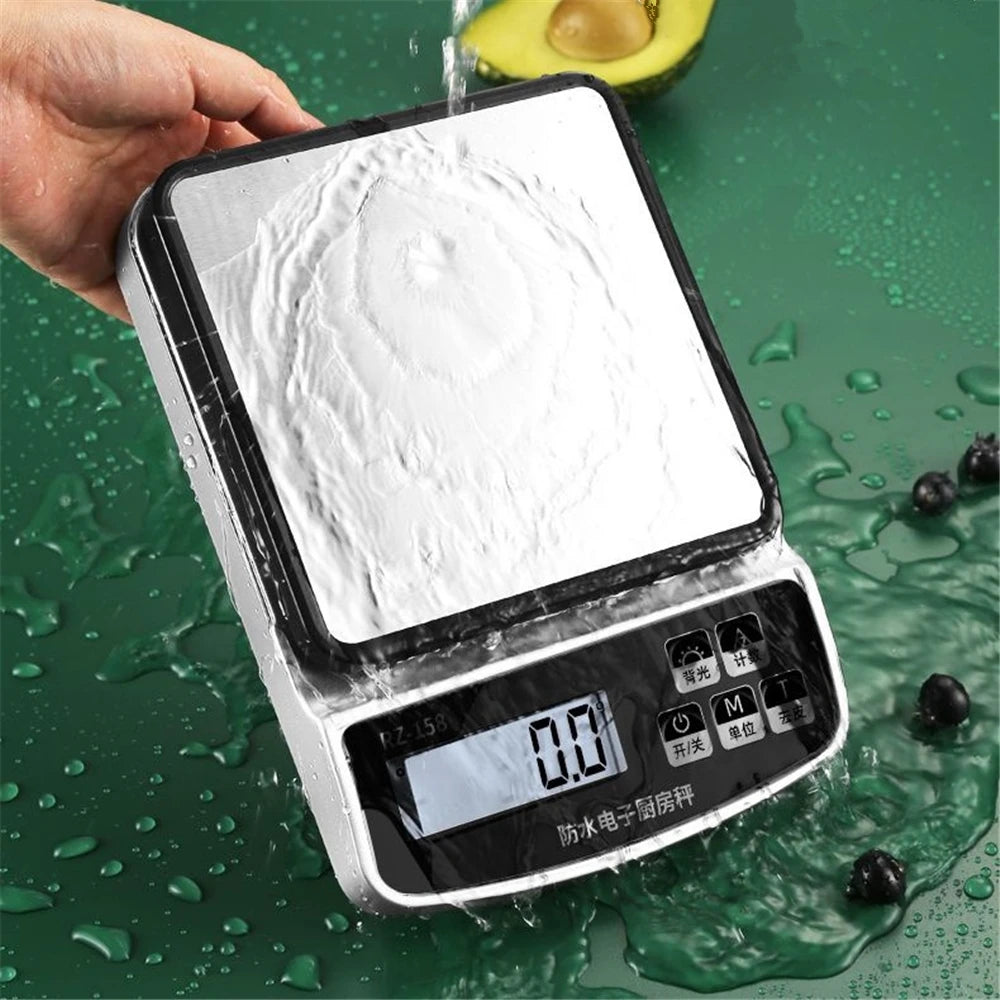 Digital Precision Scale Electronic Scale Waterproof Smart Kitchen Scale with Calibration USB Charge Coffee Balance 15/10/3KG